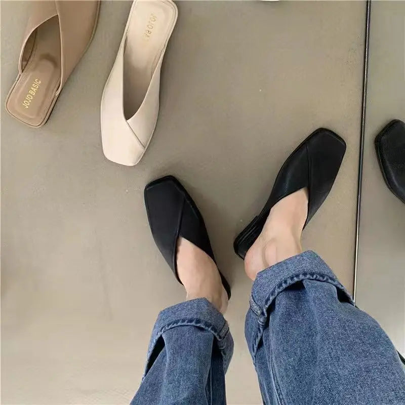 Mules Designer Miroir Luxe Plate Femme 2025 – Sandales Cuir Intérieur Maison Fashion