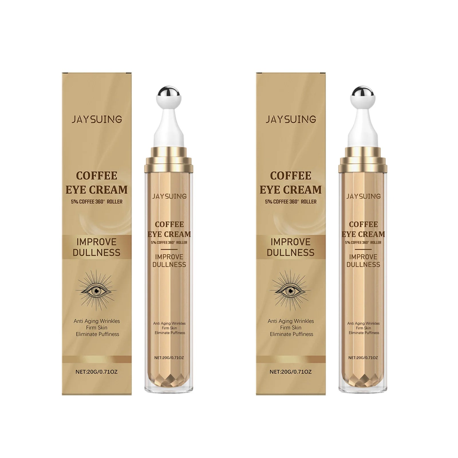 Crème Contour des Yeux Caféine – Anti-Cernes Poches Ridules Liftant Roller Massage