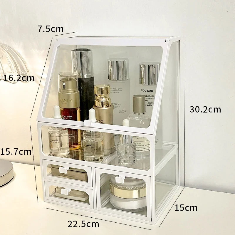 Armoire Rangement Cosmétiques Anti-Poussière Grande Capacité – Organisateur Skincare, Maquillage & Pinceaux | Bureau & Coiffeuse