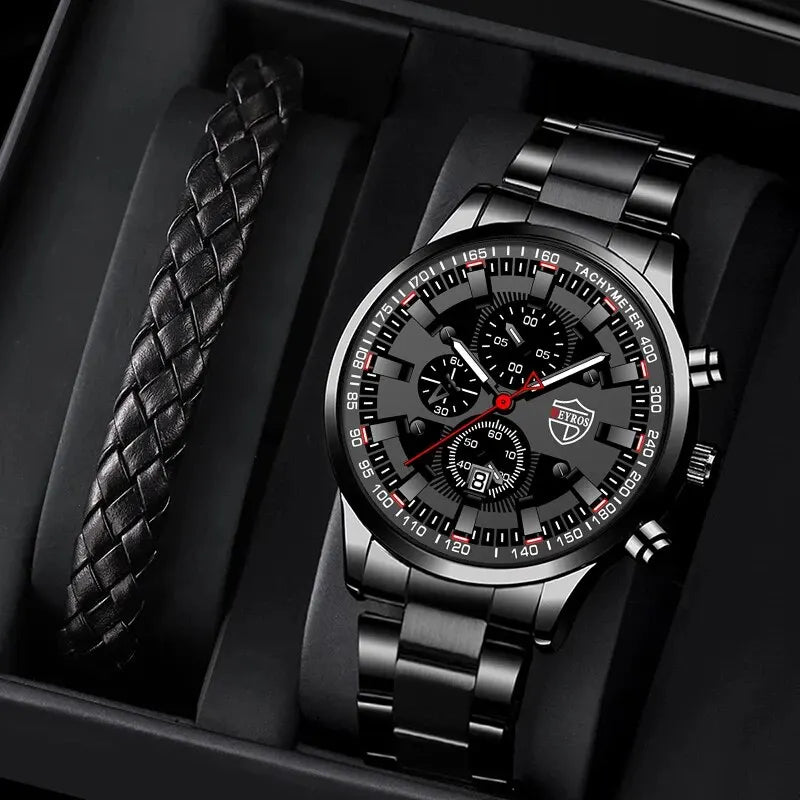 Montre Homme Business Quartz DEYROS – Acier Inoxydable Lumineux Date Calendrier Fashion Casual