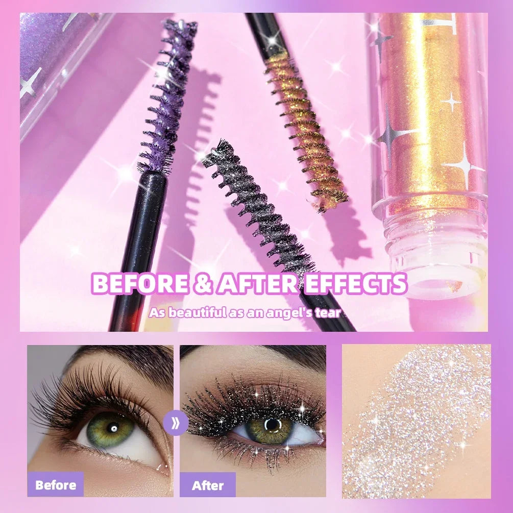 Mascara Diamond Galaxy Paillettes Glitter – Waterproof Longue Tenue Courbe & Volume | Shimmer Maquillage Cils