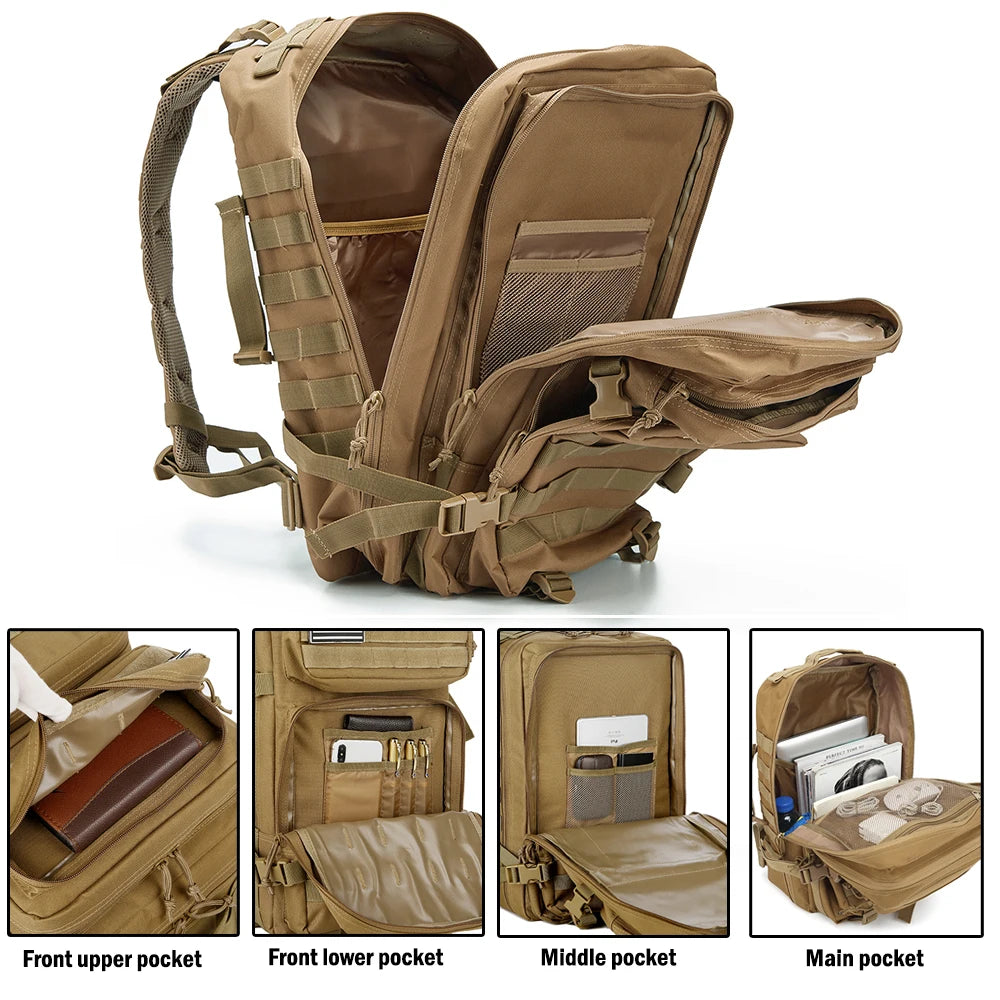 Sac à Dos Tactique Homme 45L – Sac Randonnée Camping Chasse Trekking Molle Militaire