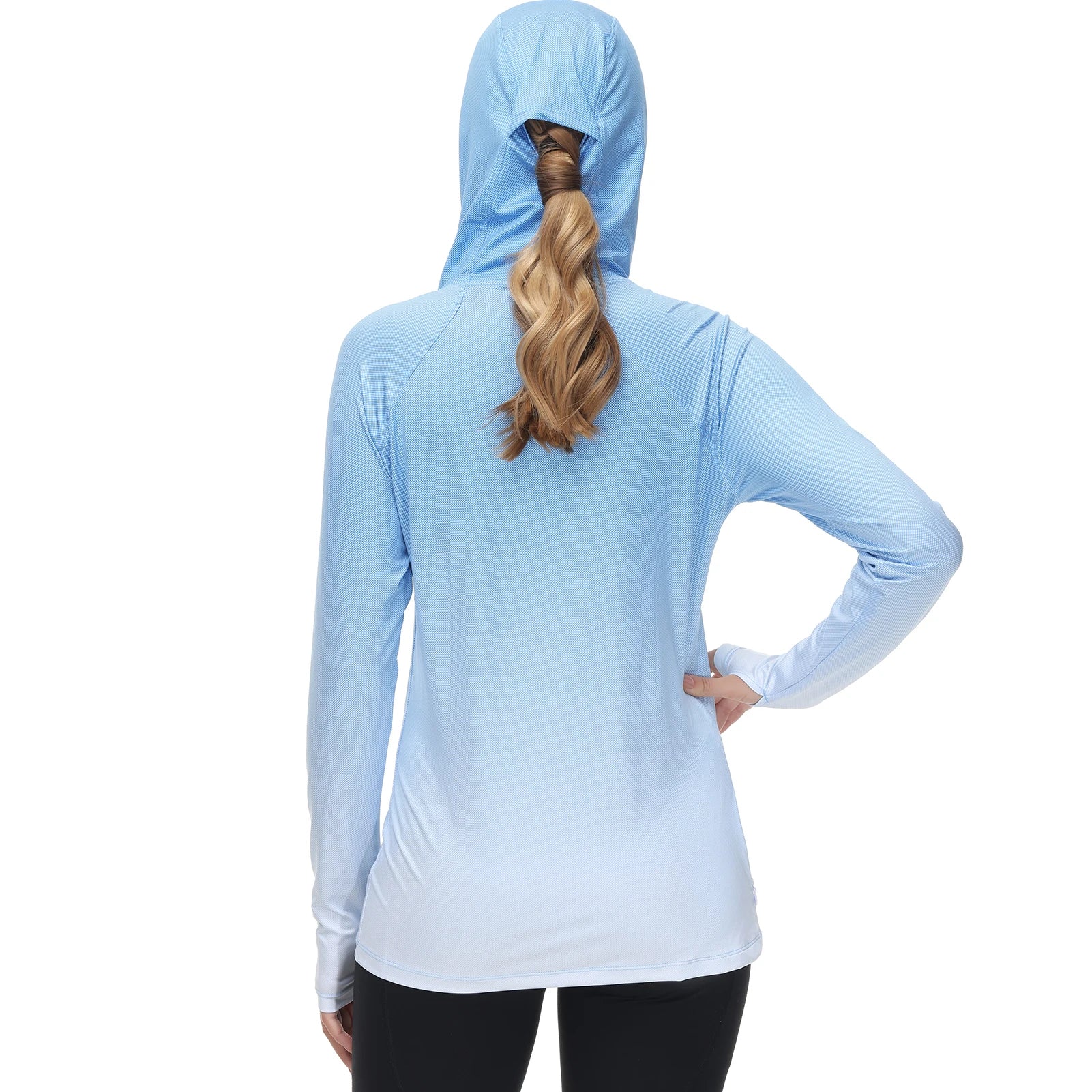 Bassdash Hoodie Anti-UV UPF 50+ Damen – Integrierte Gesichtsbedeckung & Daumenlöcher | Schnelltrocknend & Atmungsaktiv | Angeln, Wandern & Radfahren