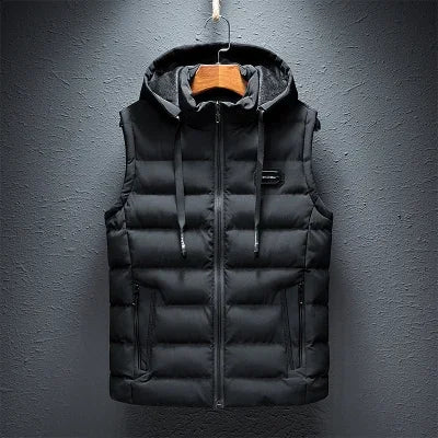 Gilet Homme Matelassé Coton À Capuche Zip – Sans Manches Casual Chaud Grande Taille Jusqu'au 6XL | Mode Homme Premium