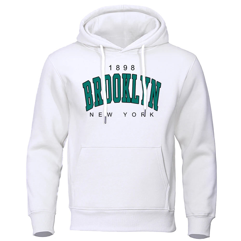Sweatshirt Homme Oversize Col Rond Imprimé Brooklyn New York 1898 Fashion Créatif Streetwear Casual Tendance – Hoodie Graphique Urban Vintage | Mode Homme Streetwear Premium