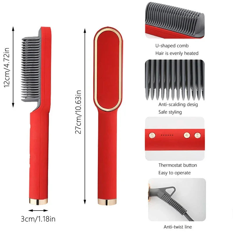 Lisseur Brosse Chauffante Électrique Multifonction – Peigne Professionnel Coiffure Rapide