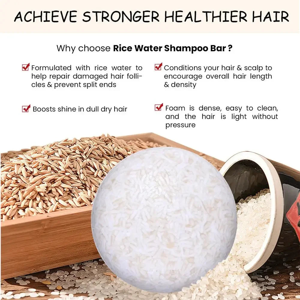 Shampoing Solide au Riz Biologique - Anti-Chute & Croissance Capillaire