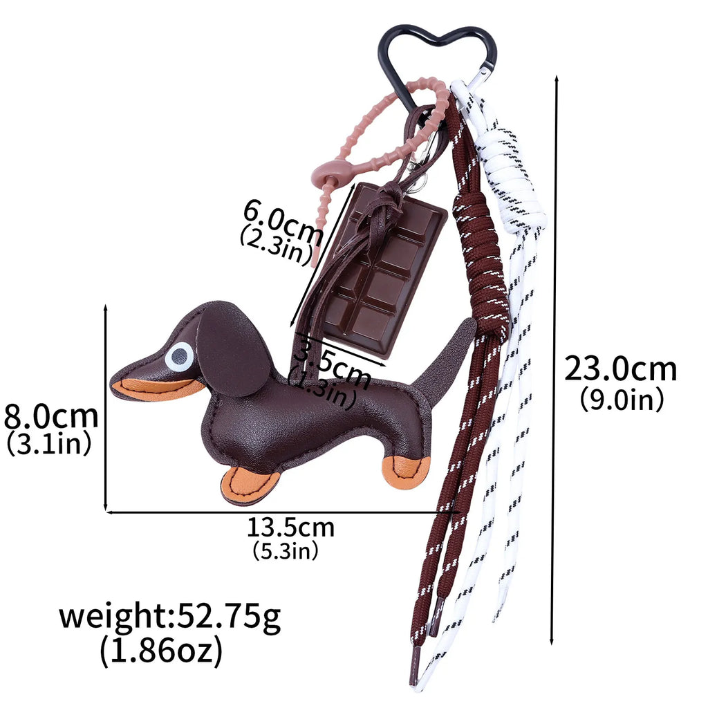 Porte-Clés Chien Saucisse Personnalisé – Pendentif Sac Corde Tressée Décoration Cadeau Mignon