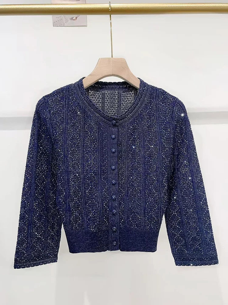Ensemble Tricot Femme Cardigan Ajouré Col Rond Sans Manches Top Maille Élégant & Jupe Mi-longue – Tenue Chic Printemps | Mode 2026