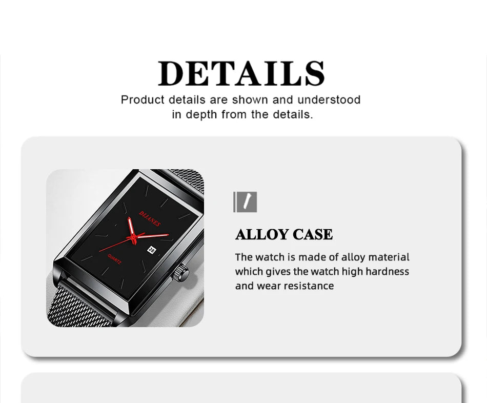 Herrenuhr Minimalistisch Ultra-Slim Quarz – Milanaise-Armband Business Casual Leicht