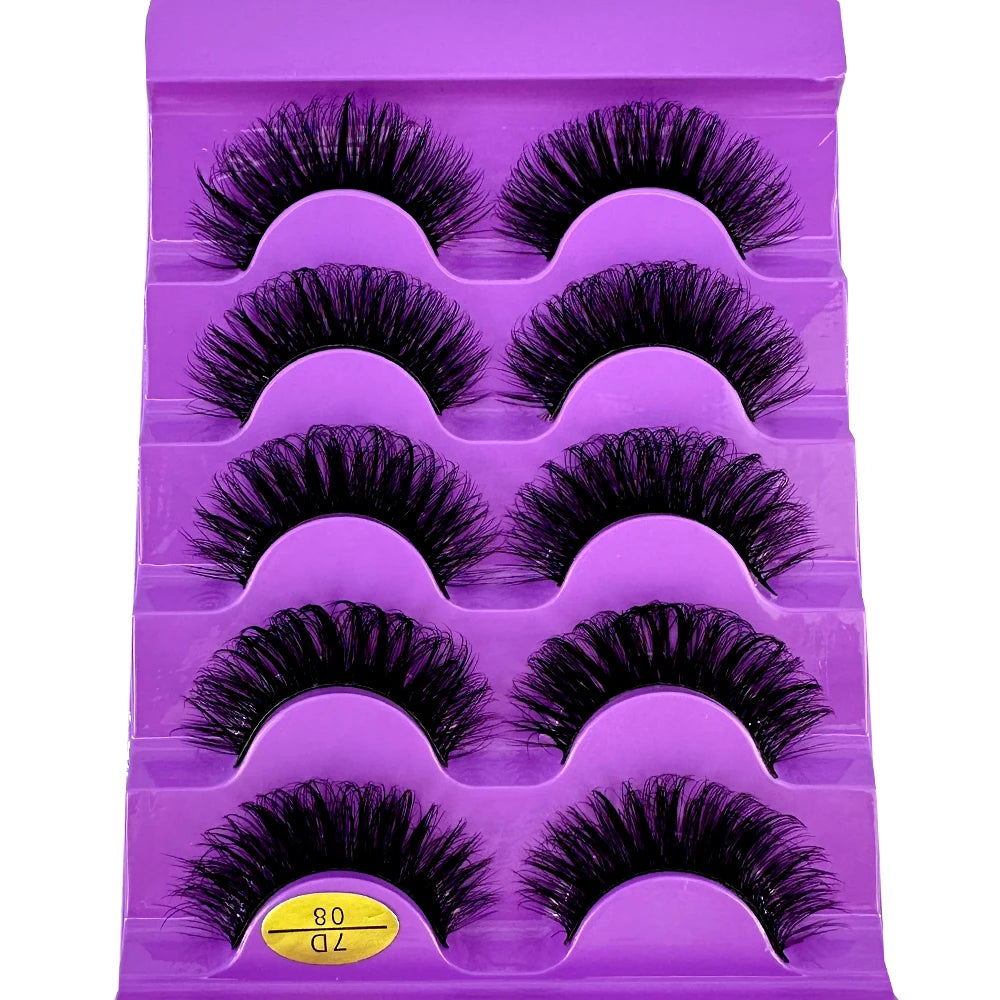 Faux Cils Cat Eye 3D – Lot 5 Paires | Manga Wispy Naturels Courbe D