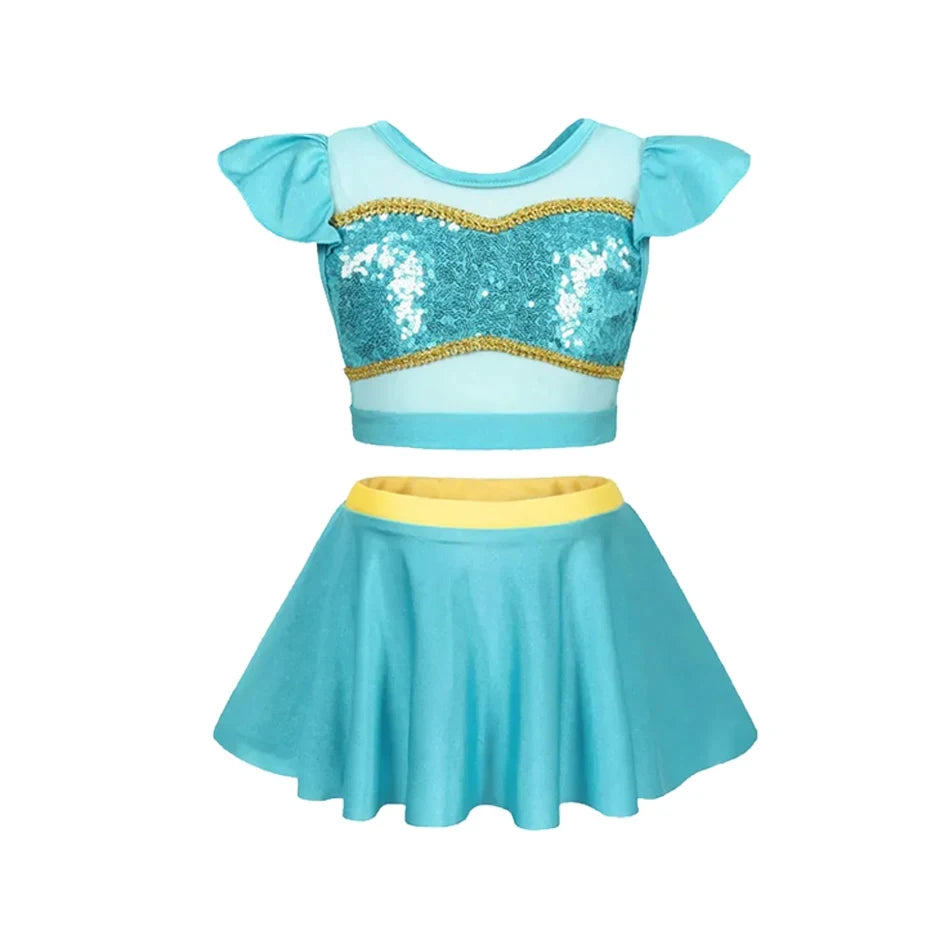 Maillot de Bain Fille Princesse Sirené – Costume Plage Piscine Été Enfant Anna Elsa Raiponce Mirabel