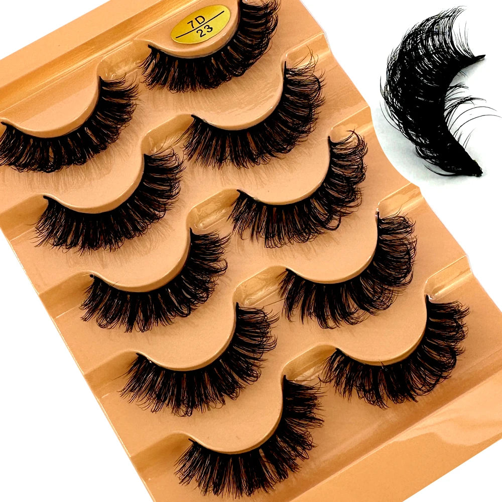Faux Cils Cat Eye 3D – Lot 5 Paires | Manga Wispy Naturels Courbe D