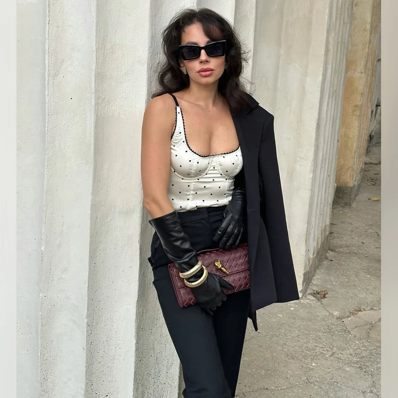 Ensemble 2 Pièces À Pois Femme - Chemise Manches Longues & Jupe Avec Foulard | Style Élégant Printemps 2026