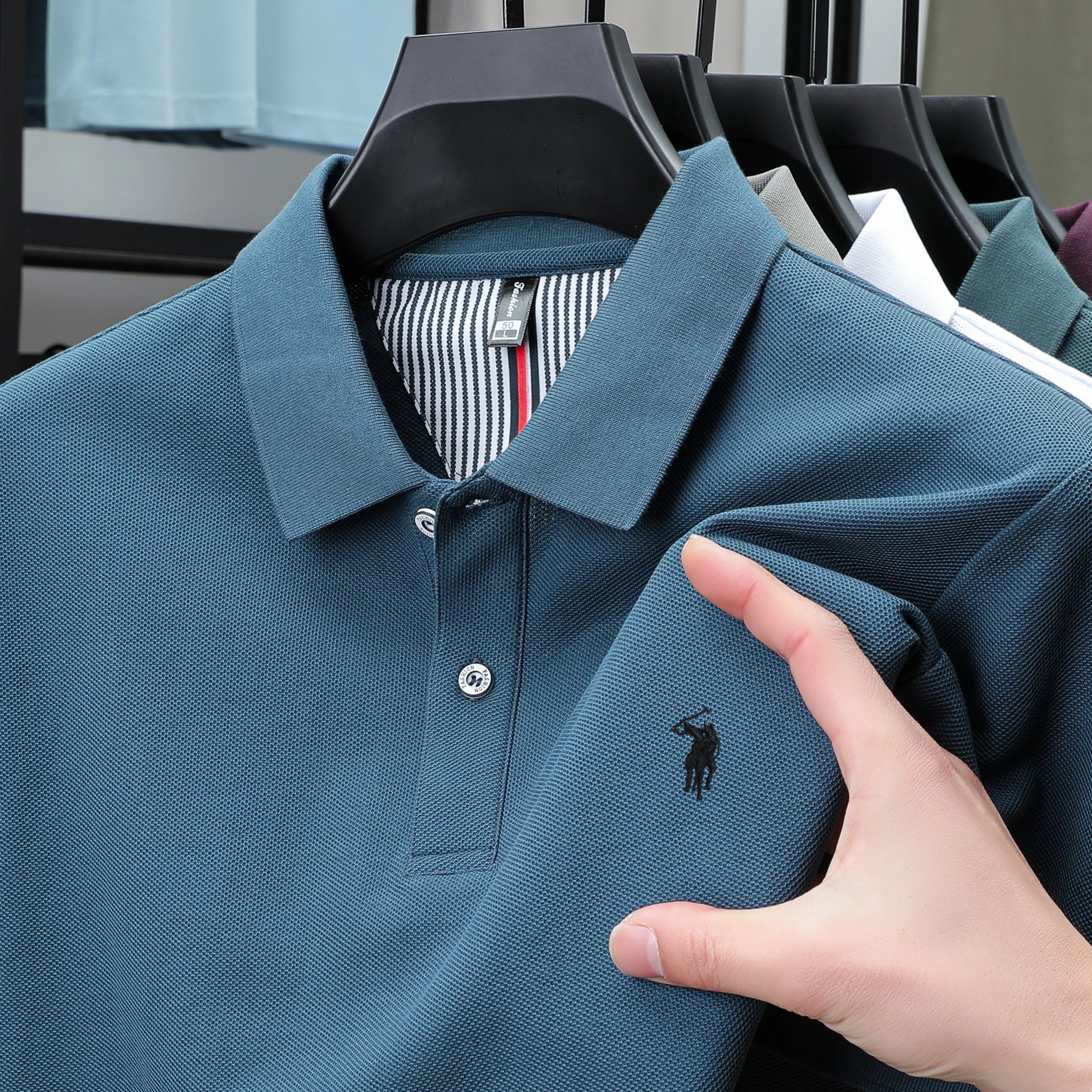 Polo Homme 100% Coton Pur Broderie 3D Manches Courtes Été Fashion Confortable Élégant | Polo Coton Broderie 3D Premium