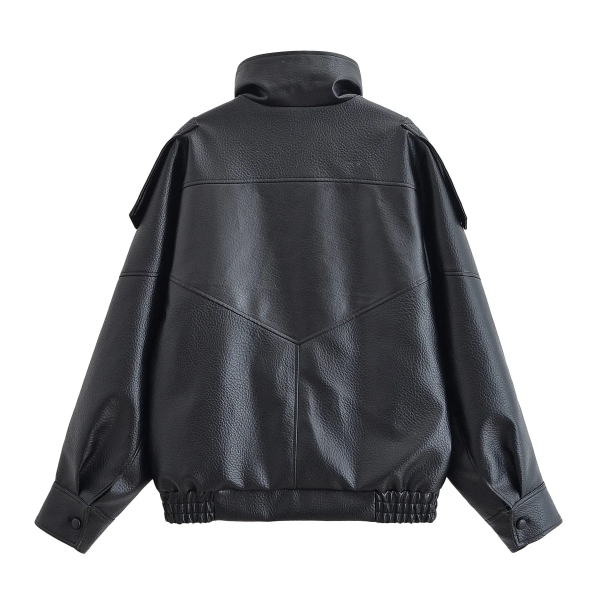 Veste Femme Asymétrique Noire Manches Longues Poches Zippée Ample – Style Mode High Street | Automne | HH
