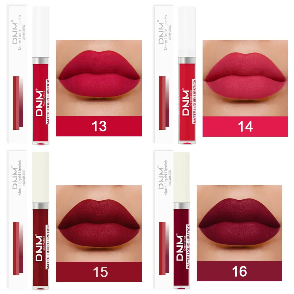 Gloss Velvet Mat DNM 18 Couleurs – Waterproof Longue Tenue | Lip Tint Nude, Rouge & Violet
