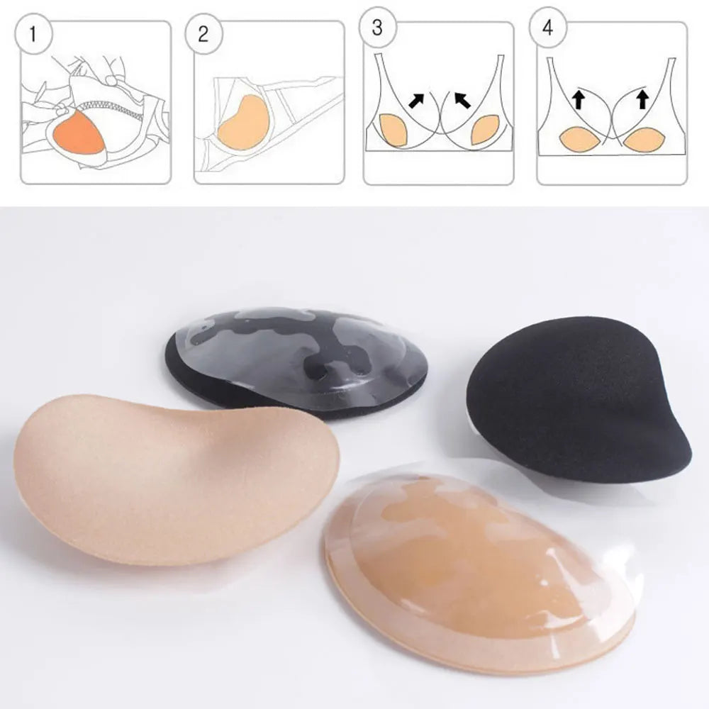 Paire de Coussinets de Poitrine Adhésifs Invisibles Bikini Maillot de Bain – Rembourrage Sponge Respirant Push-Up | Discret