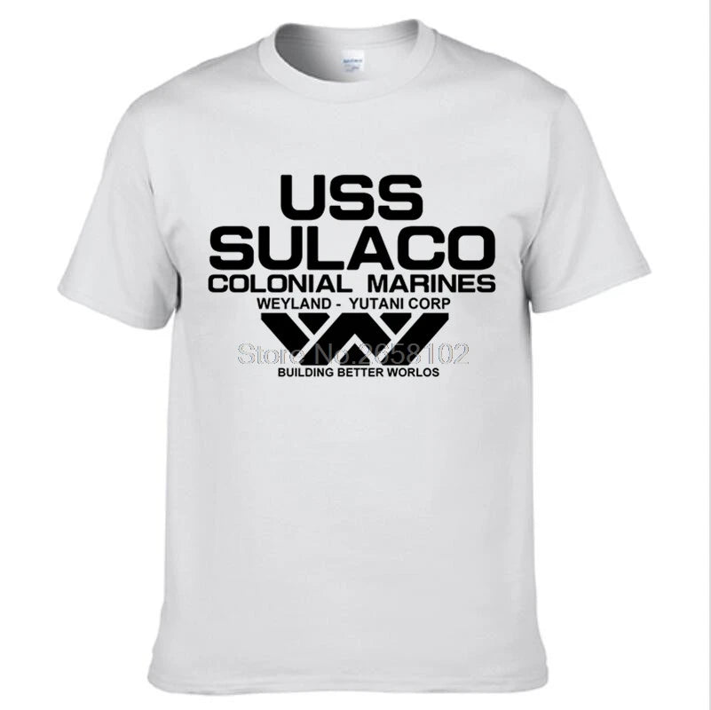 T-Shirt Homme Alien USCSS Nostromo USS Sulaco Marines Coloniaux Manches Courtes Coton Col Rond – Fan Art Sci-Fi Culte | Mode Homme Streetwear