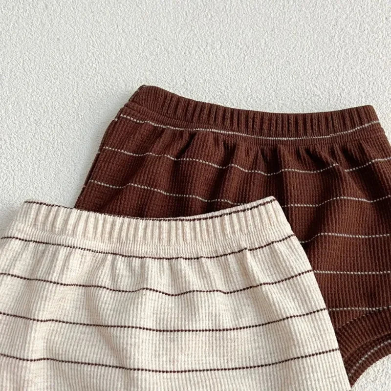 Ensemble 2 Pièces Bébé T-Shirt + Short Rayures Style Sportswear – Tenue Été Garçon Fille Douce