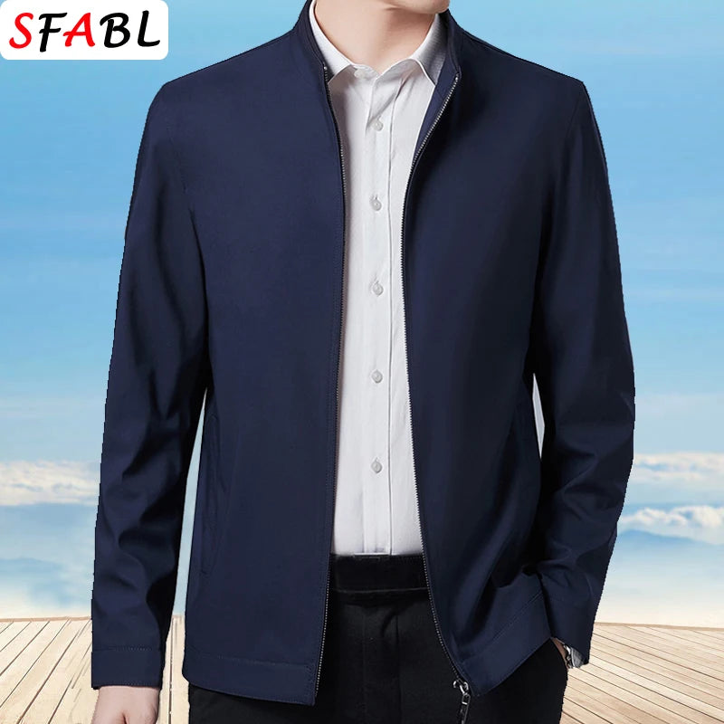 Blazer Homme Luxe Business Casual Zippé Uni Qualité Premium Bureau Manteau Printemps Automne Grande Taille 3XL – Veste Élégante Mode | Mode Homme Premium