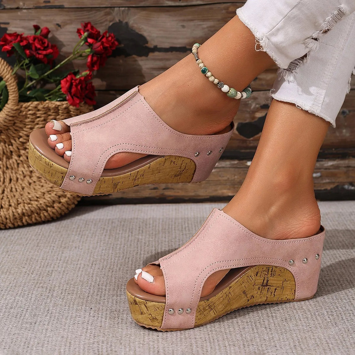 Sandales Clogs Talon Épais Rehaussantes Femme 2025 – Plage Slides Été Outdoor