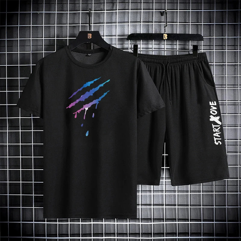 Herren 2-Teiler Kurzarm-T-Shirt + Shorts Schnelltrocknend Sport Outdoor Laufen Sommer Leicht Lässig Bequem Trendig Leistungsstark – Premium Sport-Set 2-Teiler T-Shirt Shorts Schnelltrocknend Sommer | Premium Herren Sportswear Mode