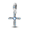 Charm Argent 925 Bleu Rotatif – Œil Démon, Main, Lune & Ciel Étoilé | Perle Pendentif Bracelet Femme | Bijou Spirituel & Mystique