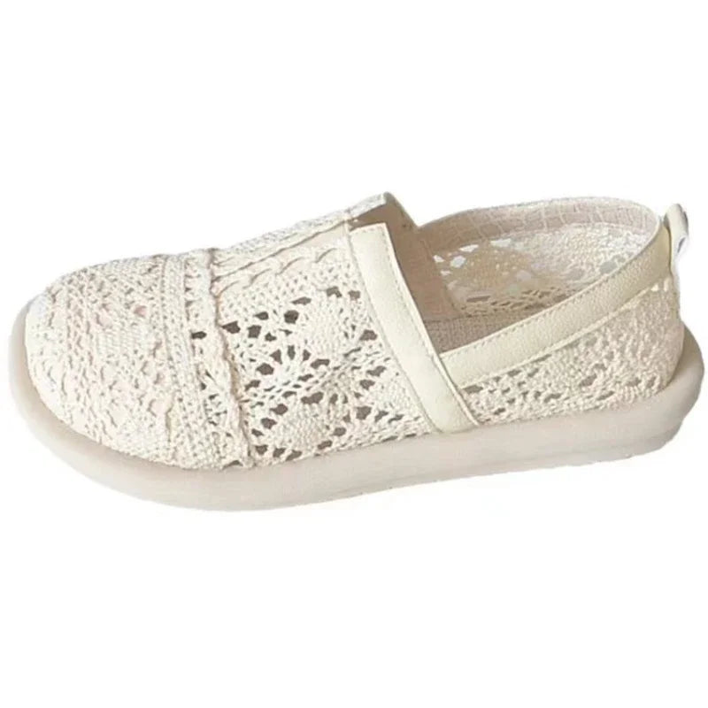 Chaussures Mesh Hollow Respirantes Retro Plates Femme – Sandales Littéraires Été 2023
