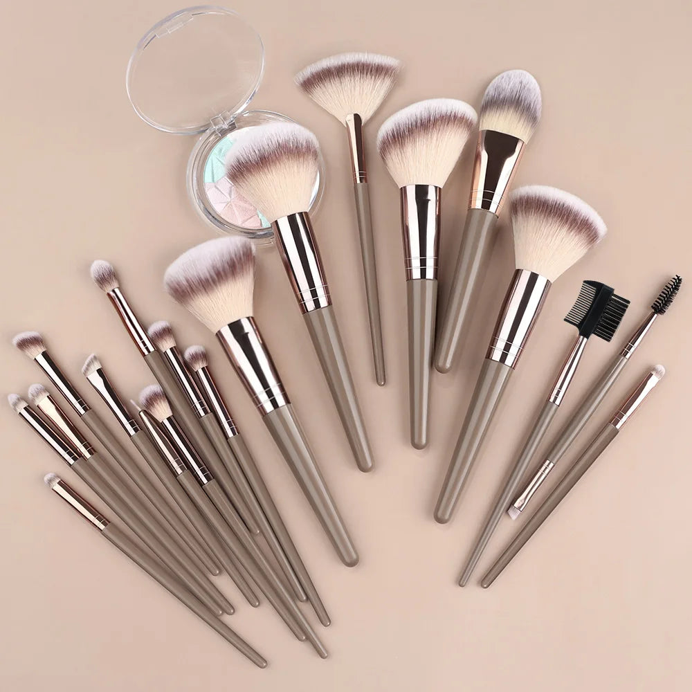 Set Pinceaux Maquillage Fluffy 3 à 20 Pcs – Poudre Libre, Fards & Blush | Brosse Fond de Teint Femme