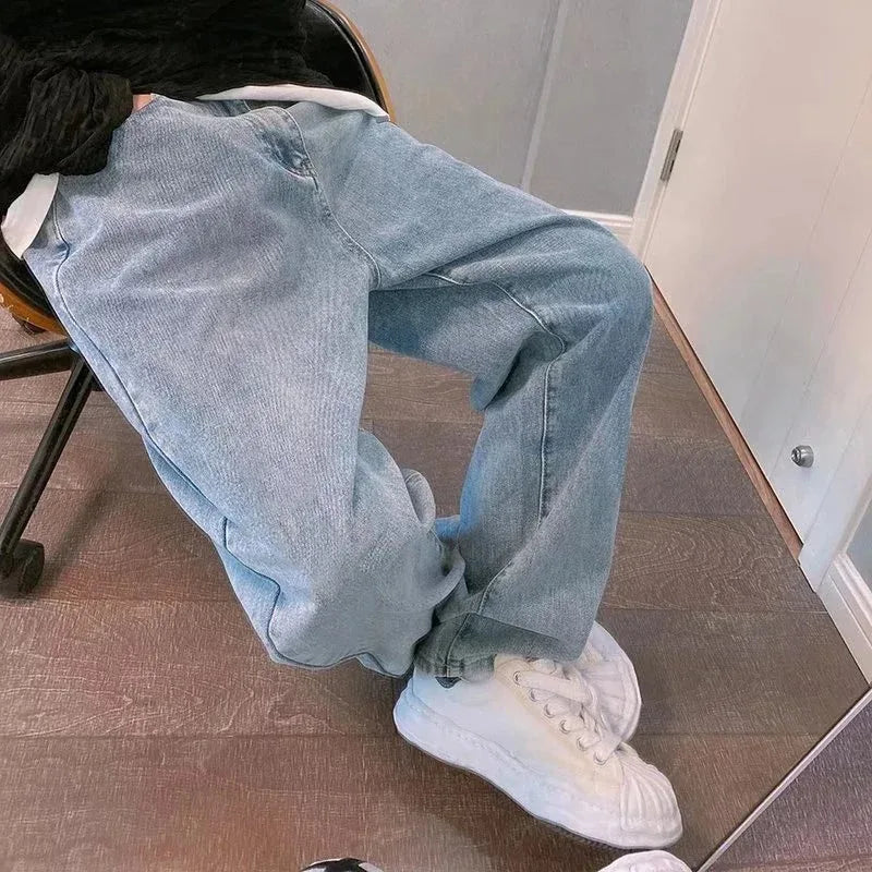 Jean Homme Imprimé Baggy Wide Leg Style Coréen K-Fashion Streetwear Cargo Droit Casual Loose Denim Tendance Urbain – Jean Baggy Premium K-Fashion | Mode Homme Streetwear K-Fashion Premium