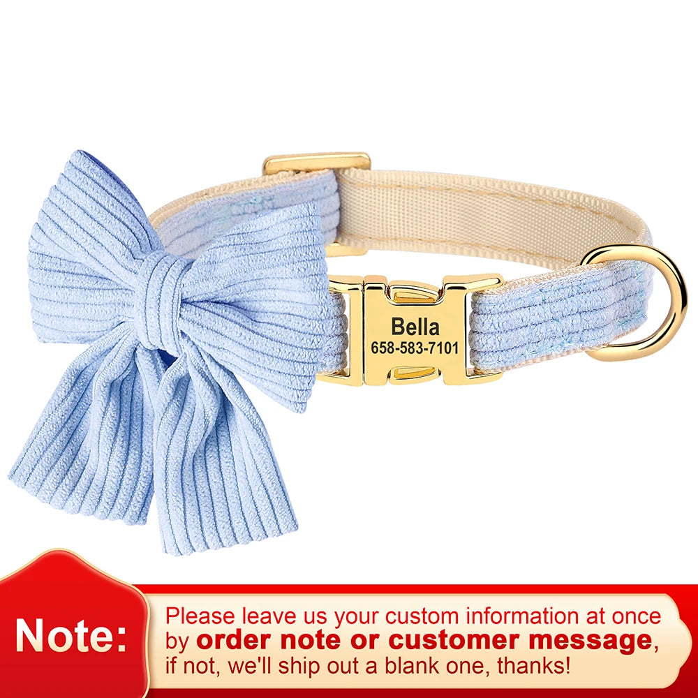 Collier Personnalisé Chien & Chat Nœud Papillon Mignon – Gravure Gratuite ID Plaque Petite & Moyenne Race | Accessoires Animaux