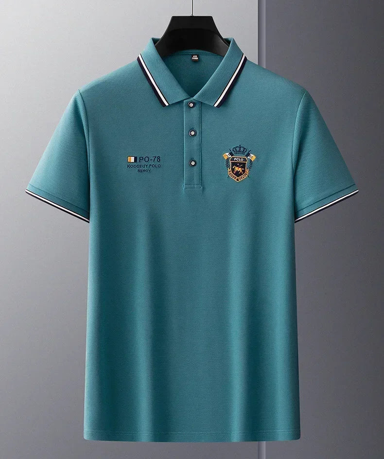 Polo Homme Manches Courtes Coton Broderie Luxe Col Revers Anti-Froissable Léger Été – Casual Élégant Premium | Mode Homme Tendance