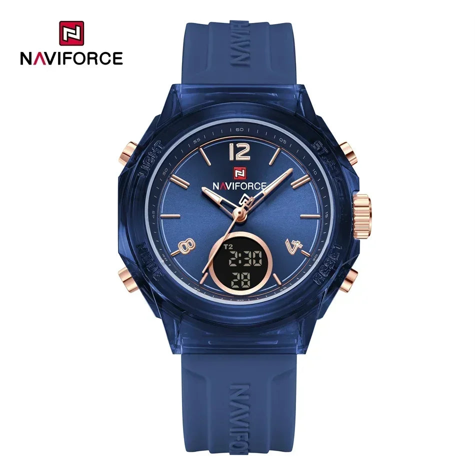 Montre Femme NAVIFORCE Sport Quartz LCD Digital – Étanche 50M Casual Fashion