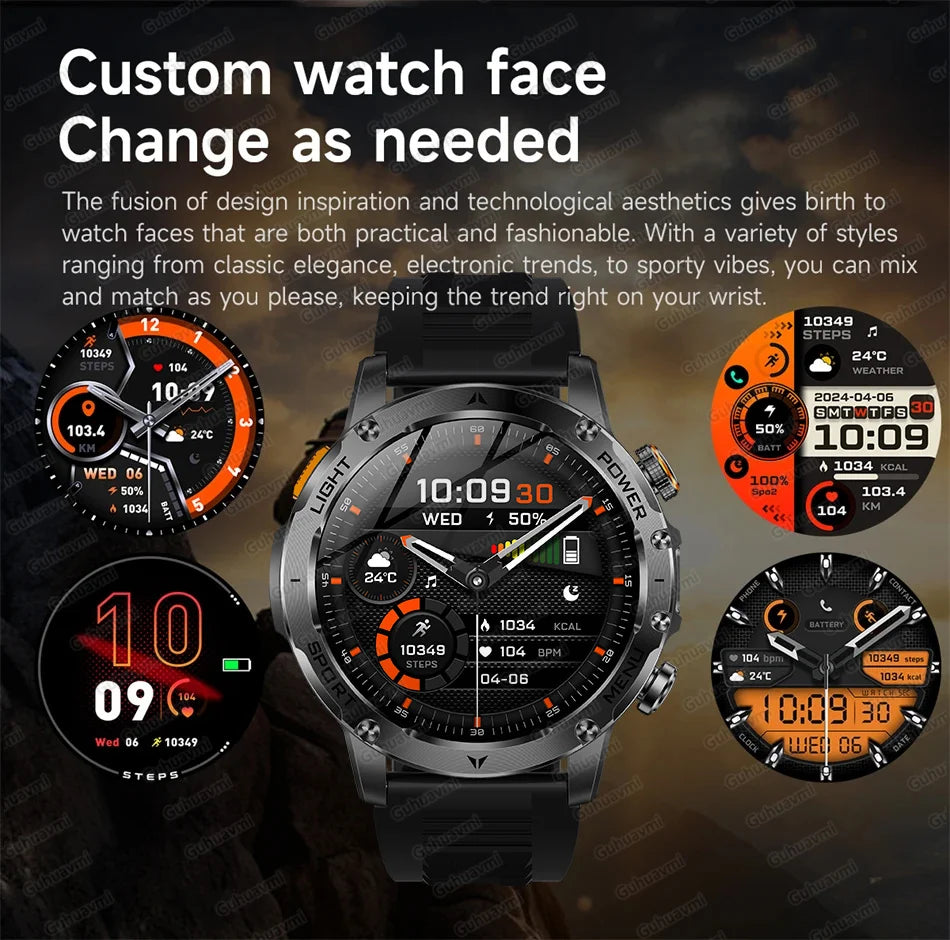 Smartwatch Militaire Homme GPS NFC 3ATM – Montre Connectée Bluetooth 1.7" HD 1000mAh Étanche
