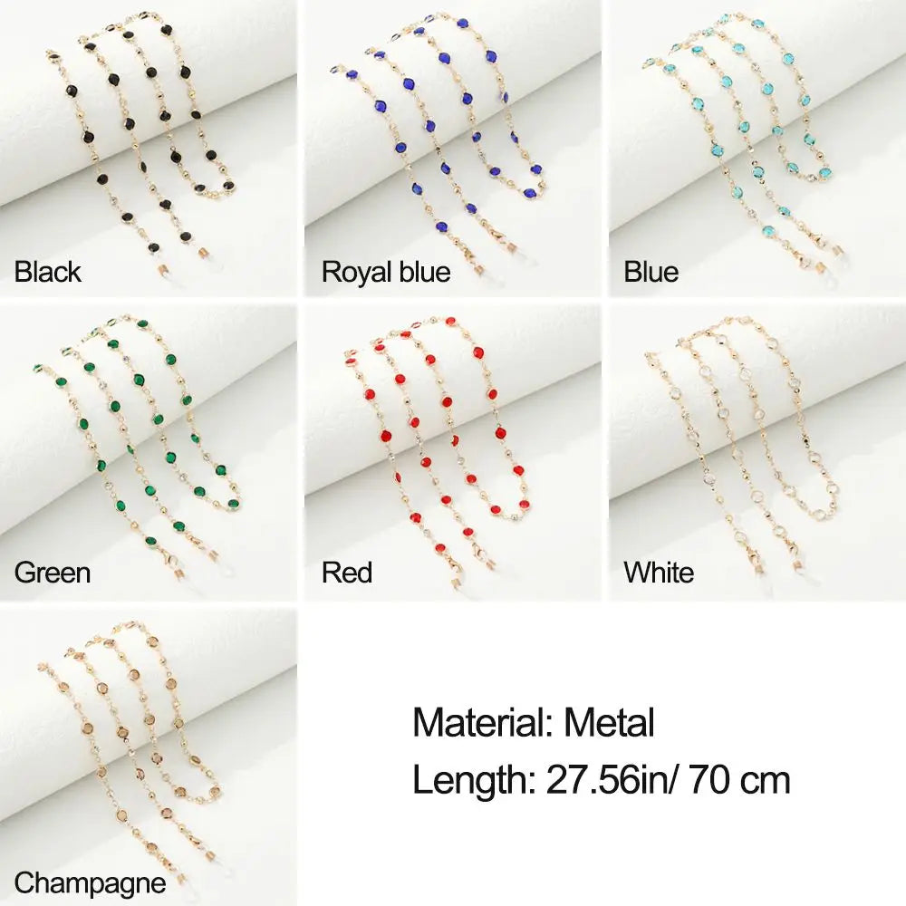 Chaîne de Lunettes Cristal Colorée – Cordon Lunettes de Soleil & Collier Tendance | Accessoire Femme