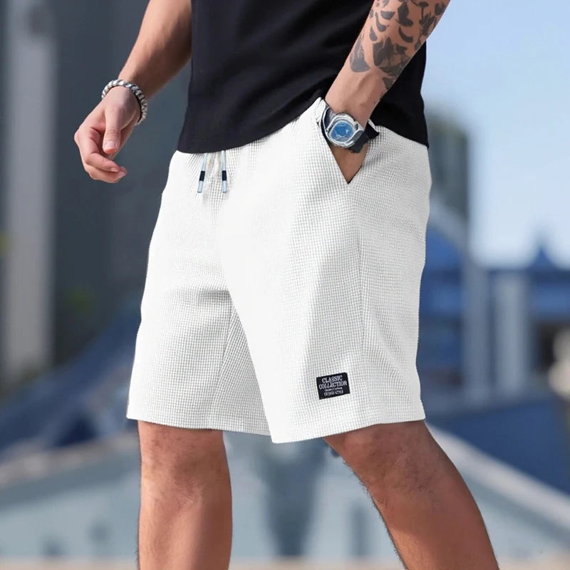 Kurze Herren-Freizeit-Strand-Sporthose aus atmungsaktivem Strukturgewebe – trendige kurze Hose, bequem für Alltag & Sport | Herrenmode Sommer
