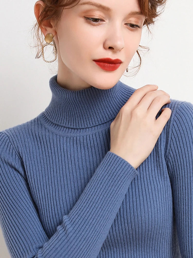 Pull Col Roulé Cachemire Ultra-Doux Femme - Tricot Basique Chic Automne Hiver | Heliar