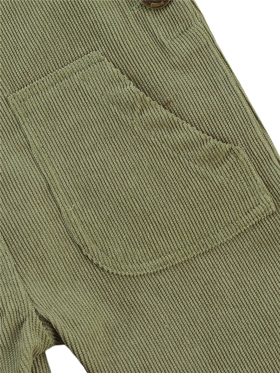 Salopette Bébé Unisexe Bretelles Boutons Couleur Unie – Combinaison Toddler Garçon Fille 0-24 Mois