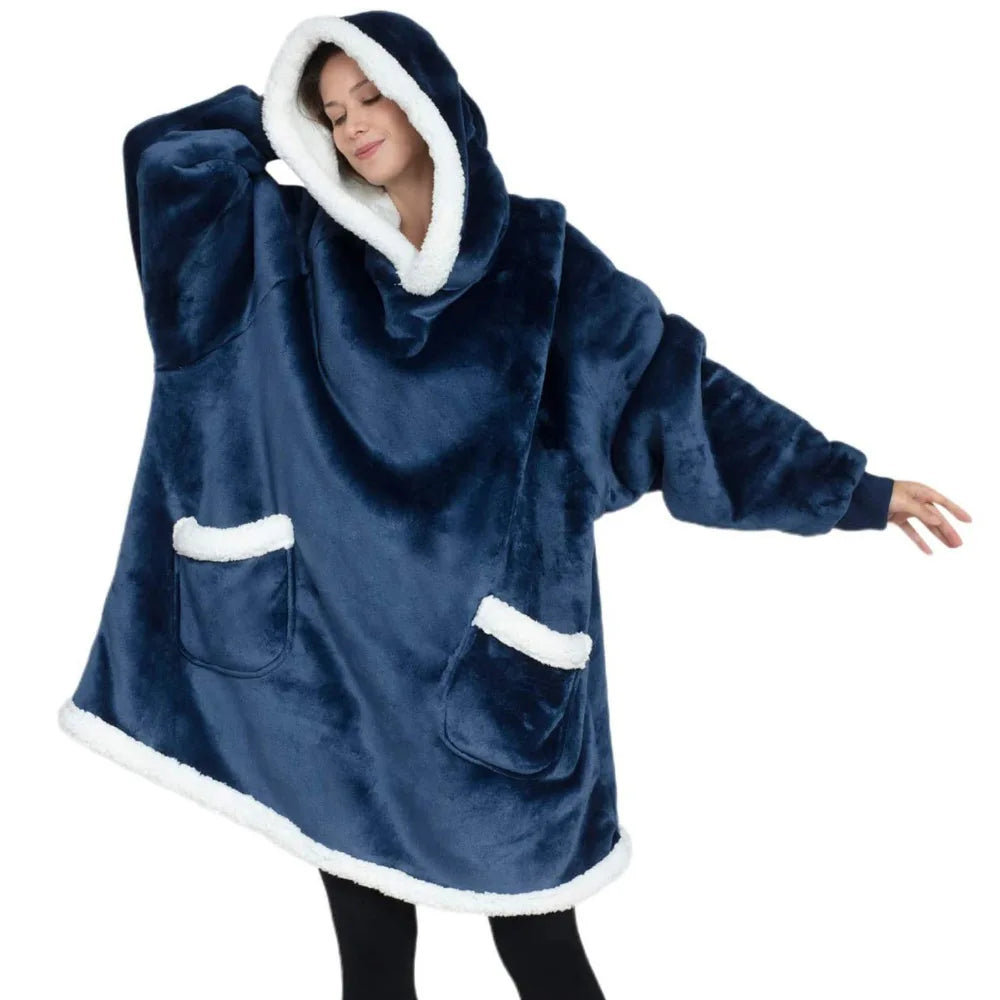 Hoodie Couverture Sherpa Adulte – Polaire Capuche Poche Géante Chaud Confortable Cadeau