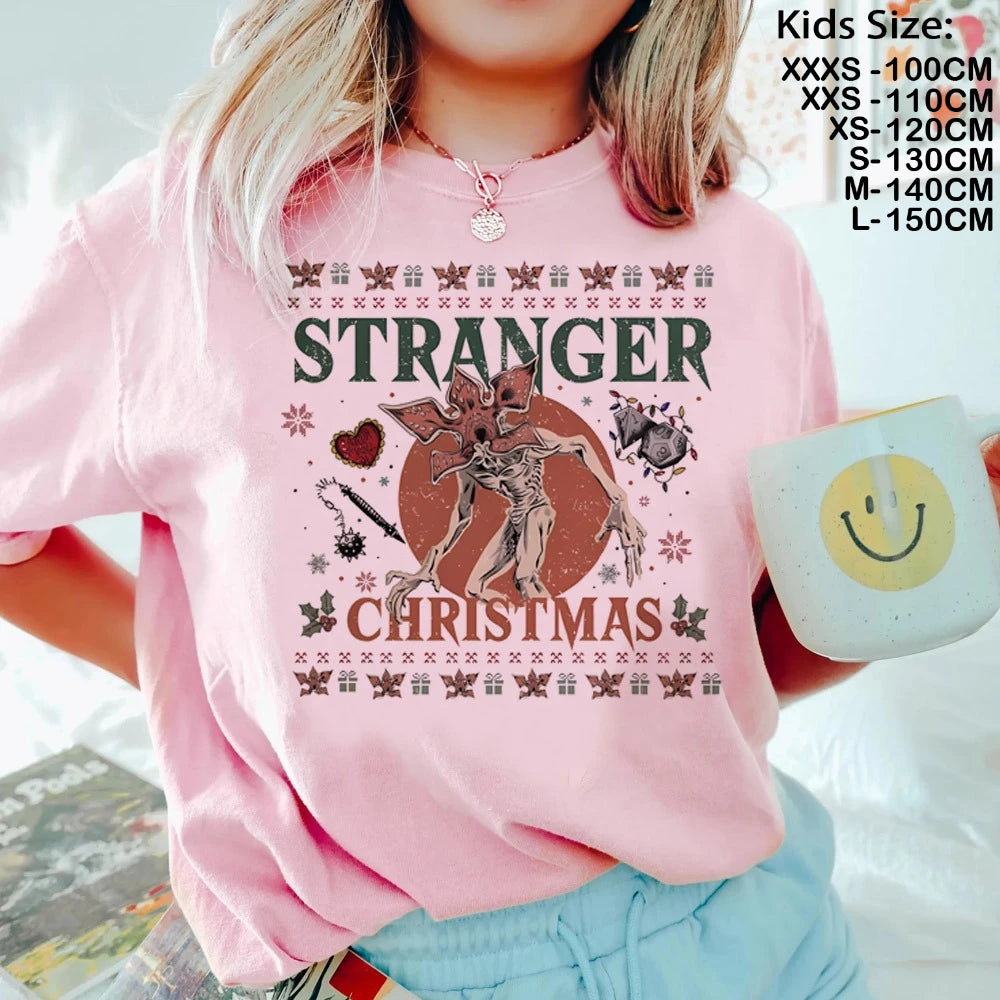 T-Shirt Enfant Imprimé Stranger Things Demogorgon – Manches Courtes Ample Casual | Fille & Garçon