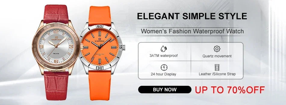 Montre Femme NAVIFORCE Sport Quartz LCD Digital – Étanche 50M Casual Fashion