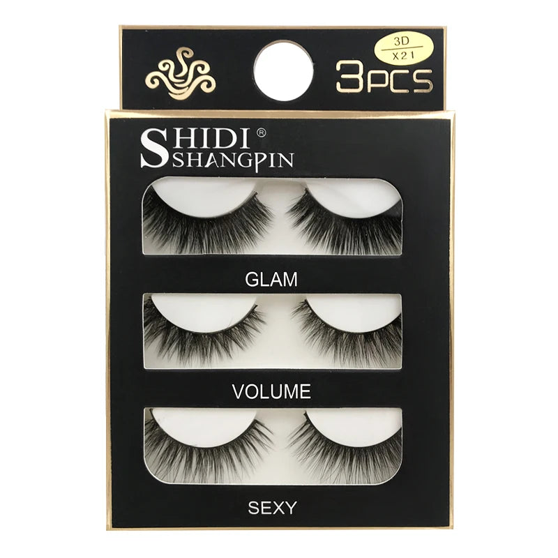 Lot 3 Paires Faux Cils 3D Vison SHIDISHANGPIN – 27 Styles Fluffy Wispy Épais | Cils Faux Faits Main Maquillage Yeux