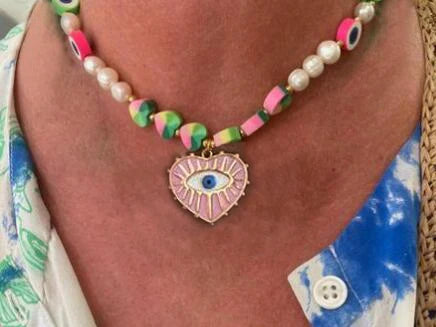 Collier Ras-du-Cou Boho Vintage – Cœur, Coquillage & Œil Turc | Bijou Femme Tendance Été & Plage | Accessoire Mode Charme