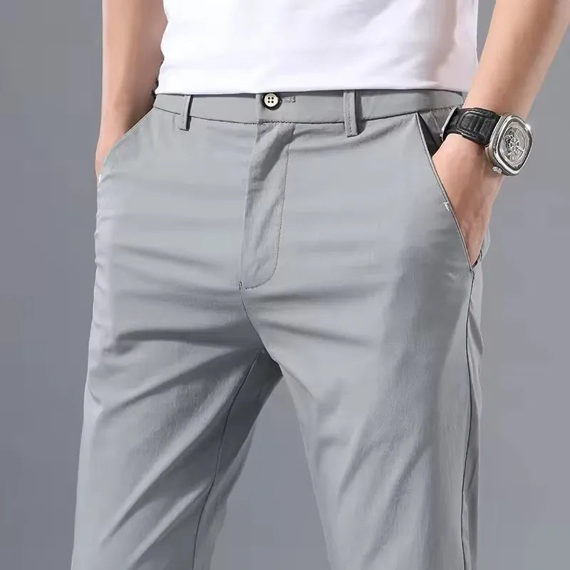 Pantalon Homme Slim Coton Stretch – Business Casual Golf Style Coréen Léger Printemps Automne | Mode Homme Premium