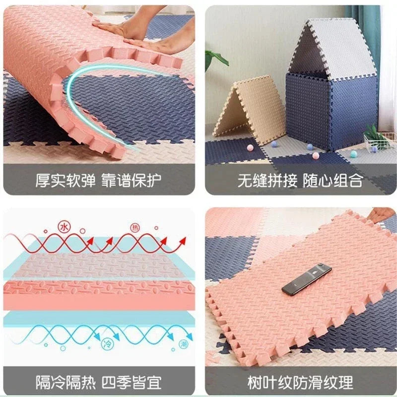 Baby-Puzzlematte aus Schaumstoff, 12-teiliges Set – ineinandergreifende Bodenfliesen für Kinder, 30x30cm, weich
