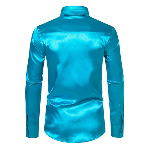 Chemise Homme Satin Noir Luxe Soie Lisse Tuxedo Mariage Soirée Prom Casual Business Bureau Élégante Couleur Unie Premium – Chemise Satin Luxe Cérémonie | Mode Homme Luxe Cérémonie Premium