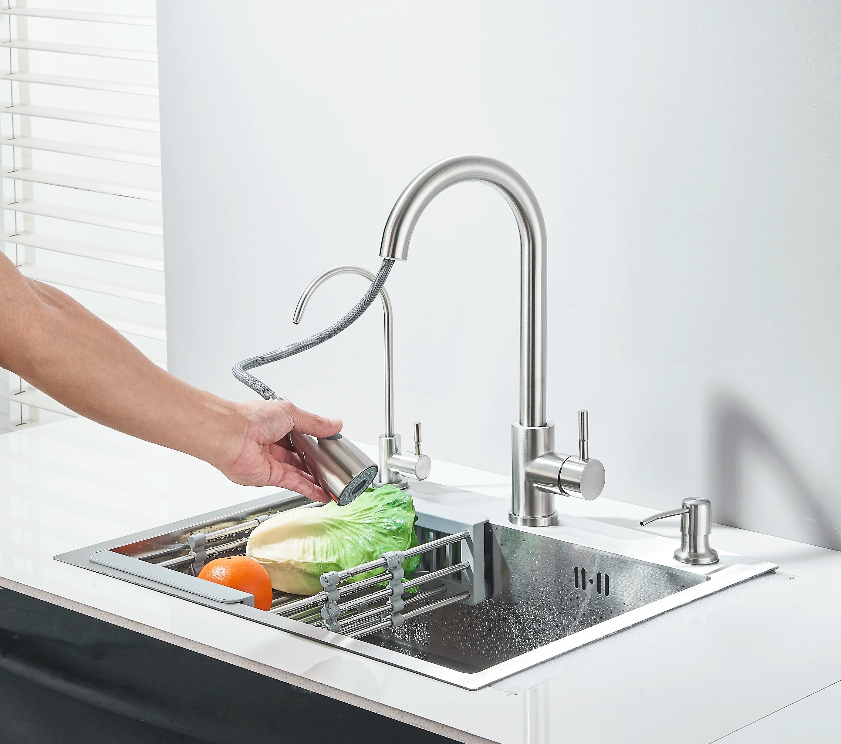 Évier Inox 55x45cm avec Robinet & Distributeur de Savon – Kit Complet Bonde + Panier | Cuisine
