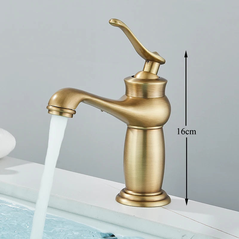 Robinet Lavabo Laiton Antique Style Classique – Mitigeur Mono-Commande Eau Chaude & Froide | Vasque Salle de Bain