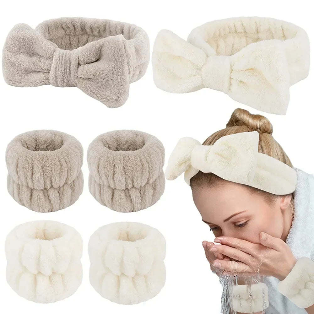 Lot 3 Bandeaux Spa Microfibre – Serre-Tête Lavage Visage & Poignet Absorbant | Scrunchie Maquillage